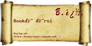 Boskó Örsi névjegykártya